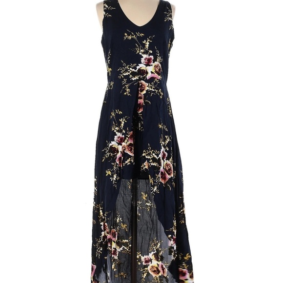 Orange and Pink Sleeveless High Low Sundress for Cocktail - Picture 4 of 8